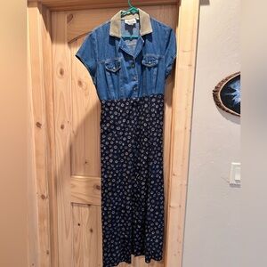 Denim and Patterned Maxi Dress California concepts